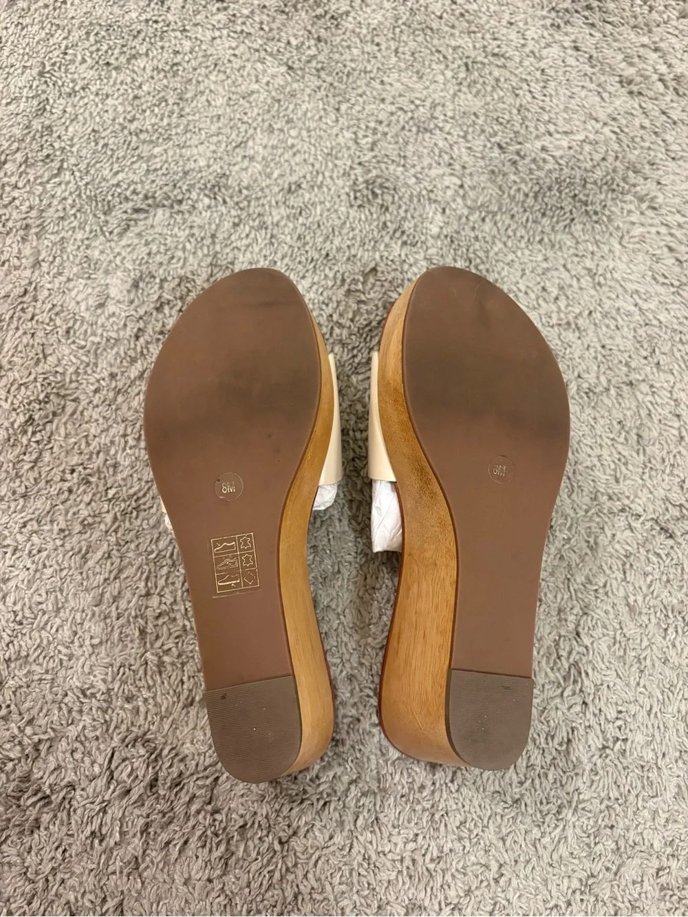 Tory Burch Beige Leather Logo Platform Slides